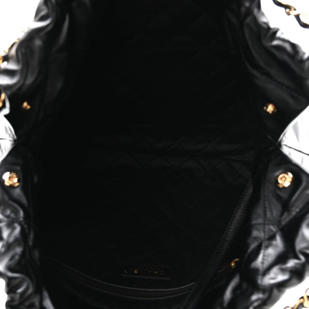 Shiny Calfskin Quilted Small Chanel 22 Black