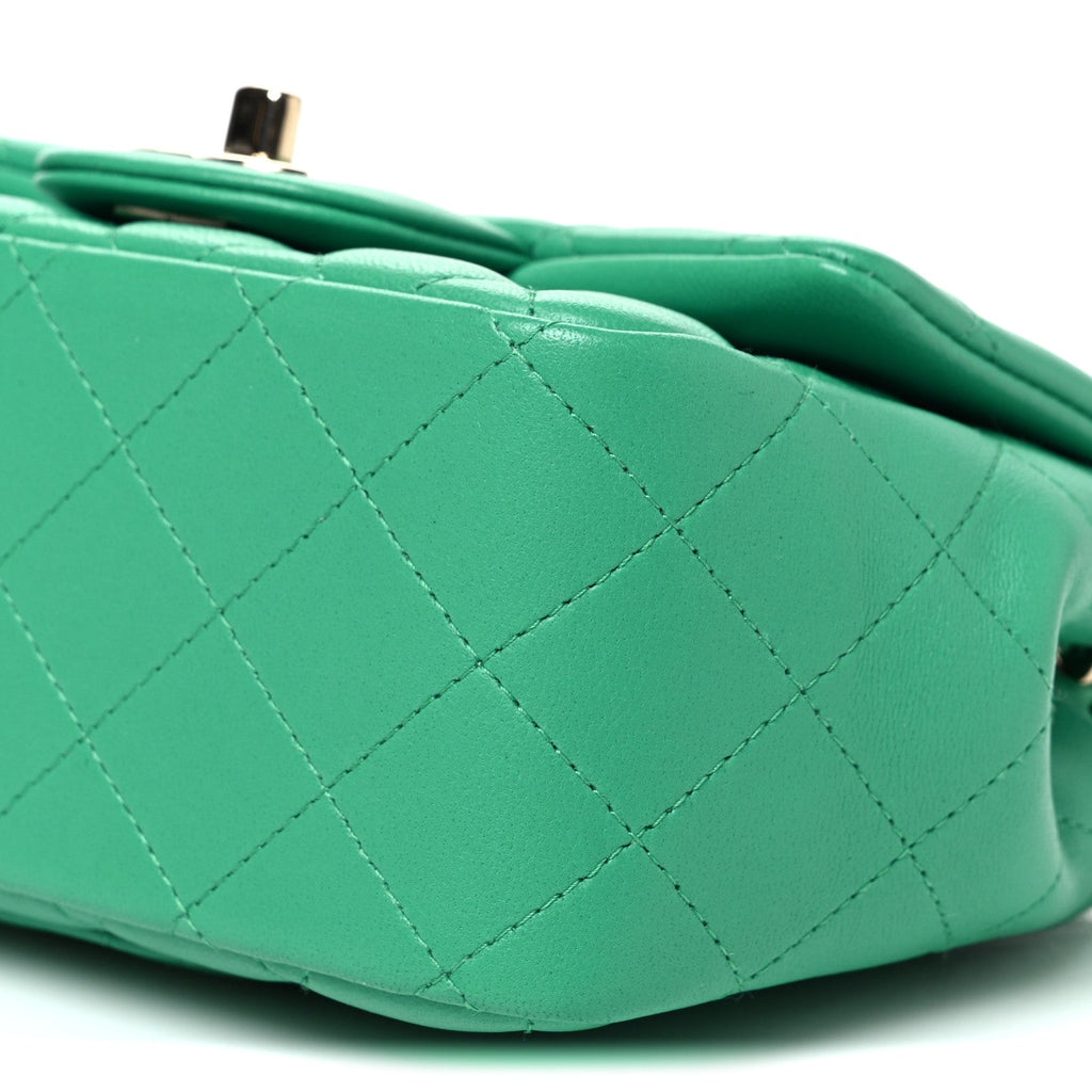 Lambskin Quilted Mini Square Flap Green