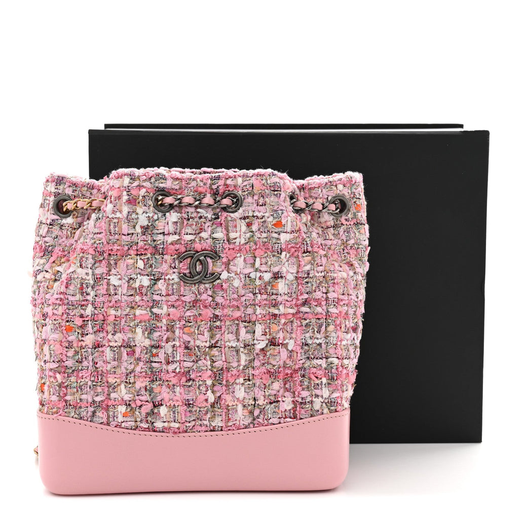 Tweed Calfskin Quilted Gabrielle Backpack Pink