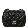 Lambskin Quilted Mini Square Flap Black