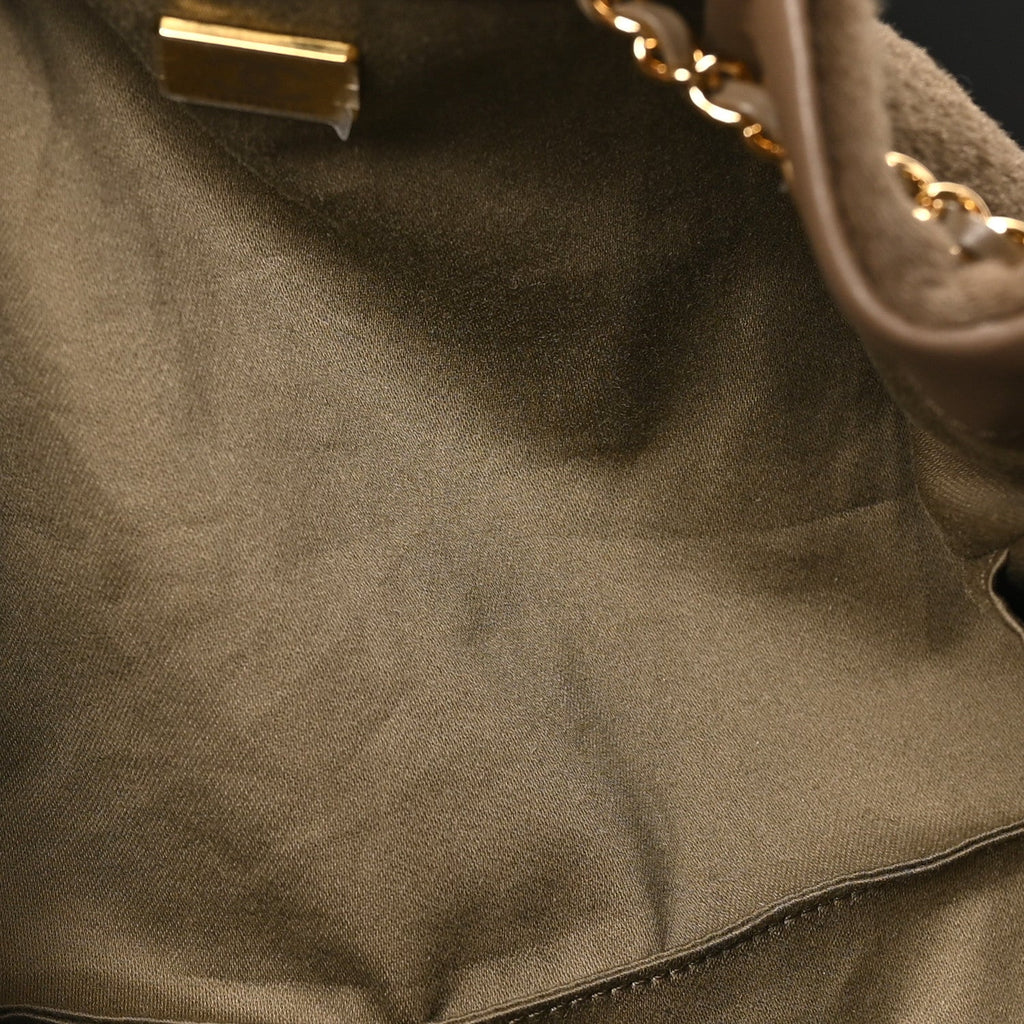 Pony Hair Mini Chanel 25 Handbag Dark Khaki