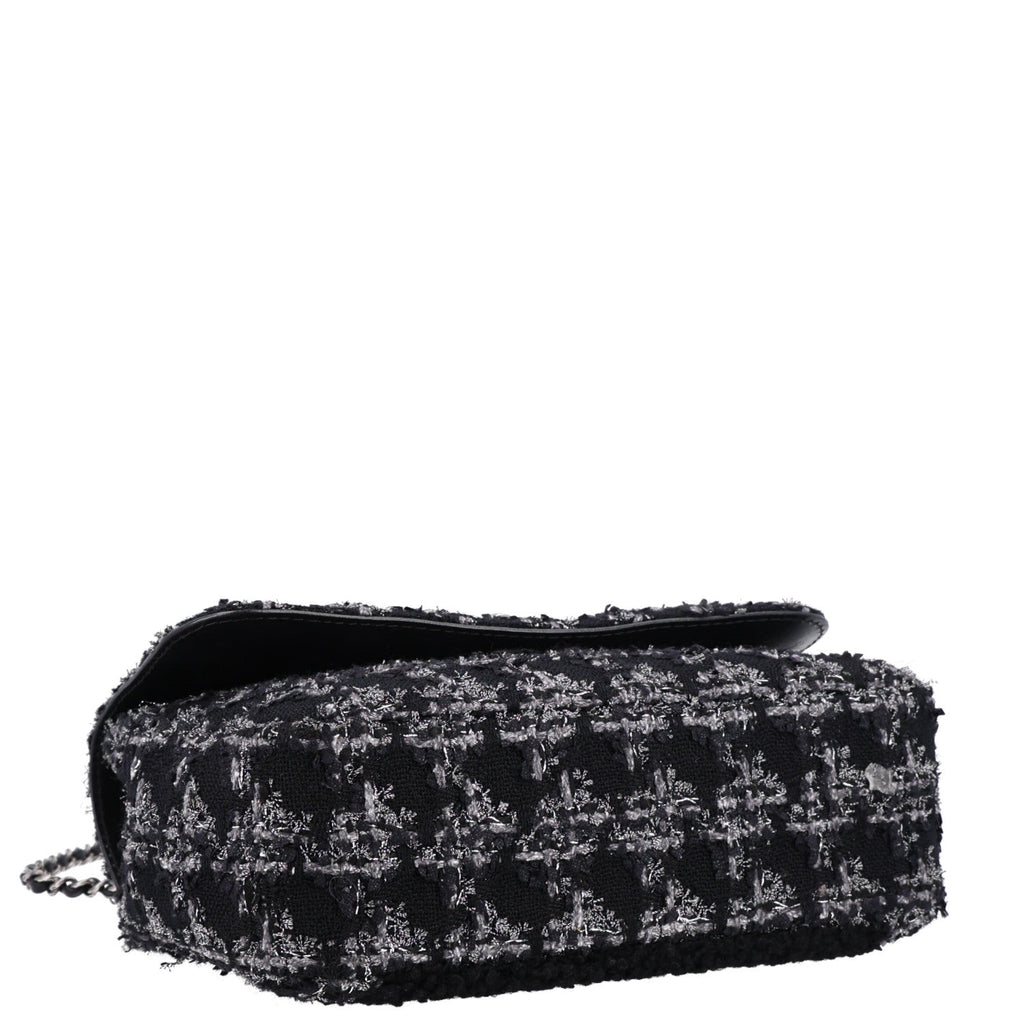 Shearling Tweed Medium Handle Boy Flap Black Grey