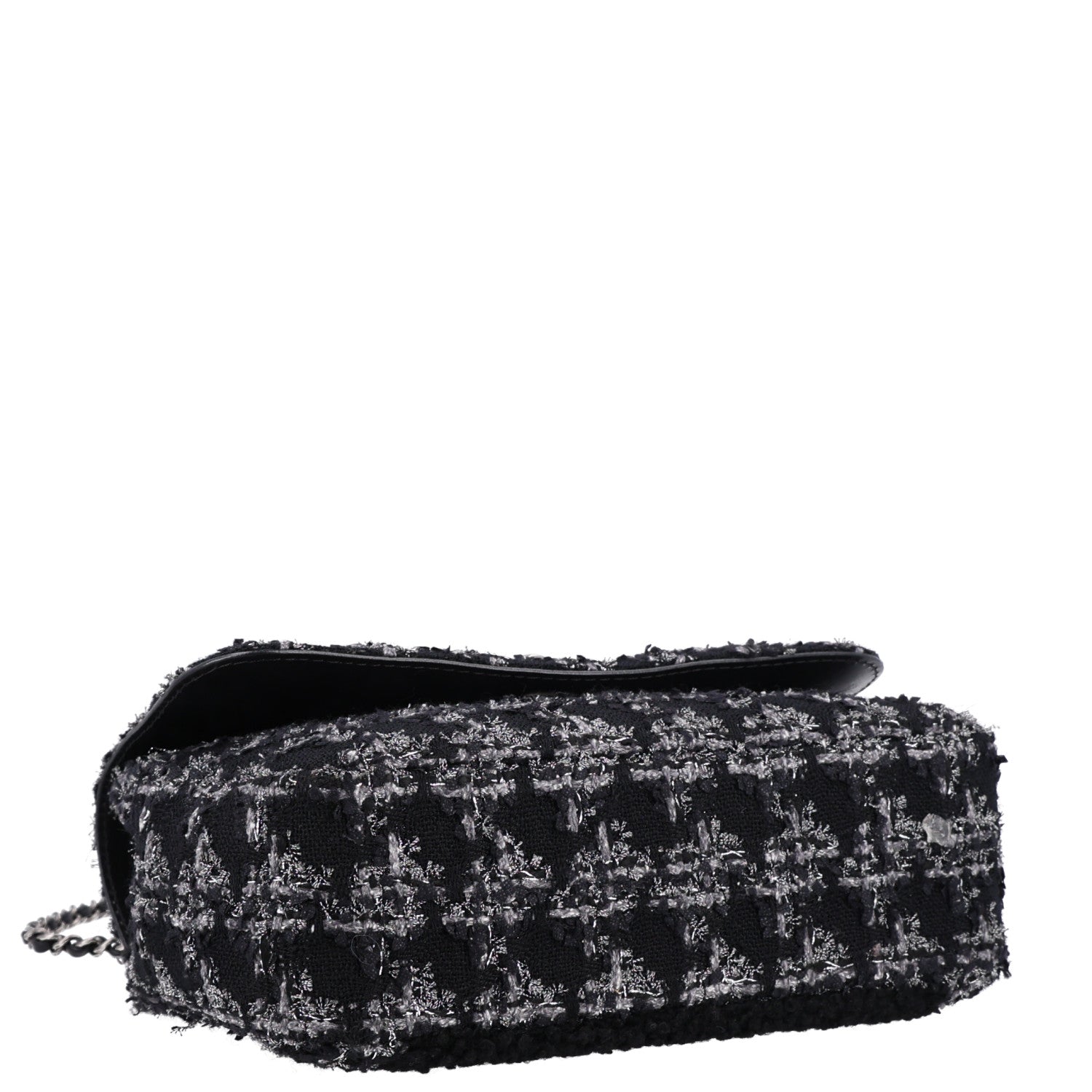 Shearling Tweed Medium Handle Boy Flap Black Grey