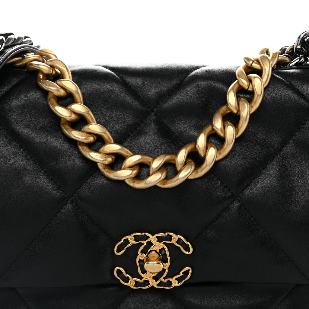 Lambskin Quilted Large Chanel 19 Flap Black