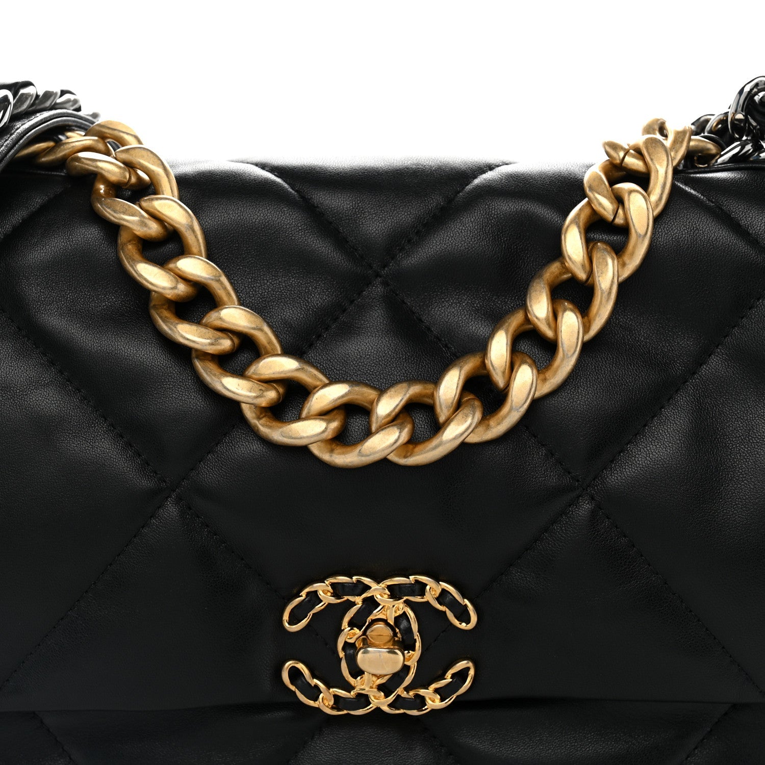Lambskin Quilted Large Chanel 19 Flap Black