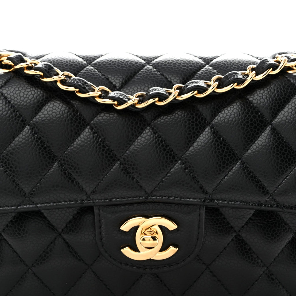 Caviar Quilted Small Double Flap Black