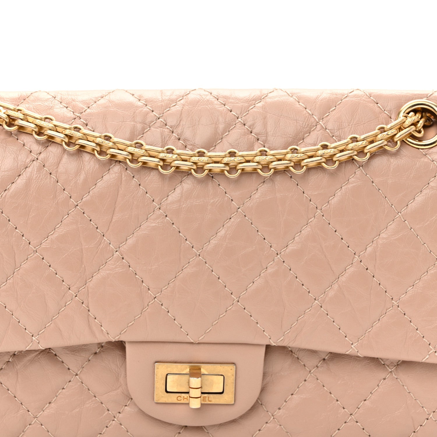 Aged Calfskin Quilted 2.55 Reissue 225 Flap Light Beige