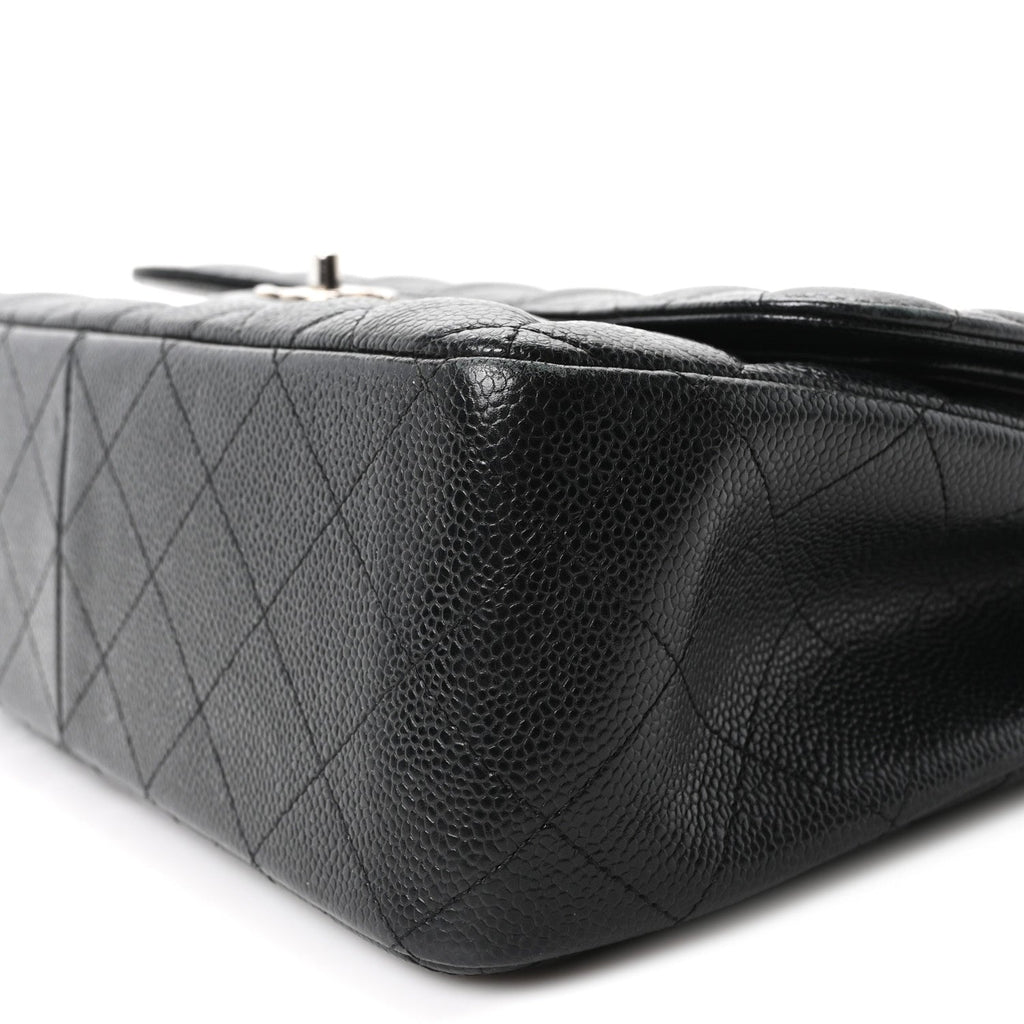 Caviar Quilted Jumbo Double Flap Black