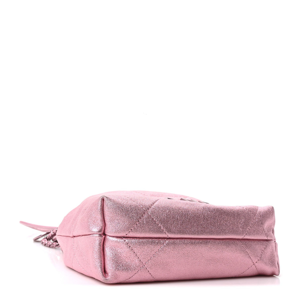 Metallic Lambskin Lacquered Monochrome Quilted Mini Chanel 22 Pink