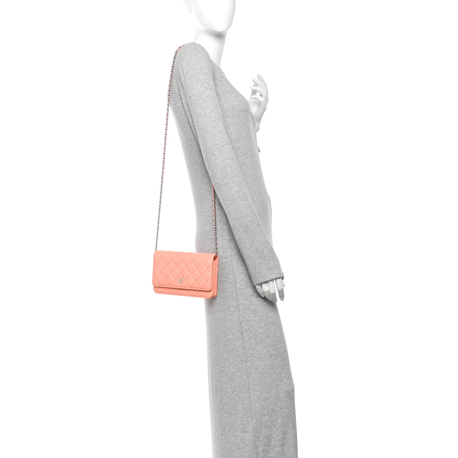 Caviar Quilted Wallet on Chain WOC Coral