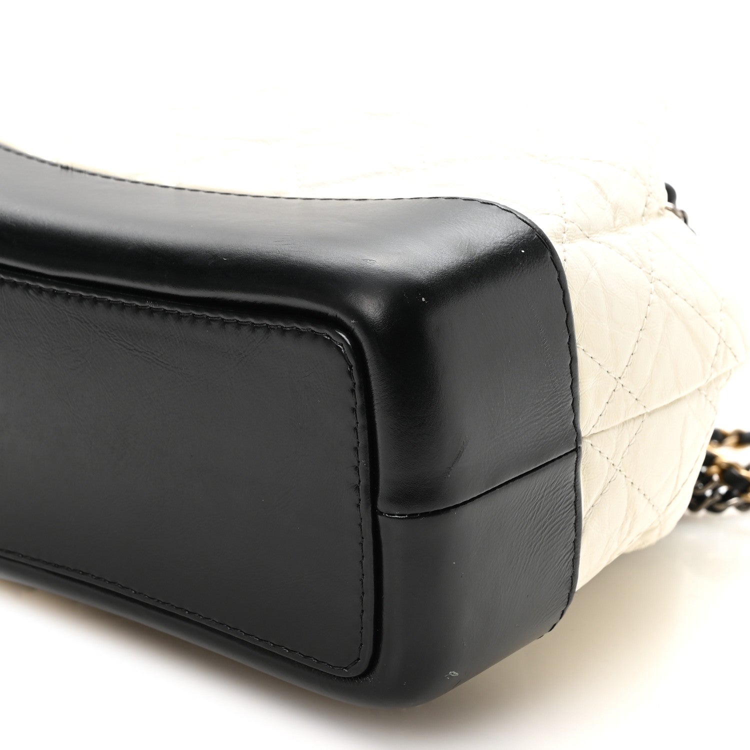 Aged Calfskin Quilted Small Gabrielle Backpack Black White