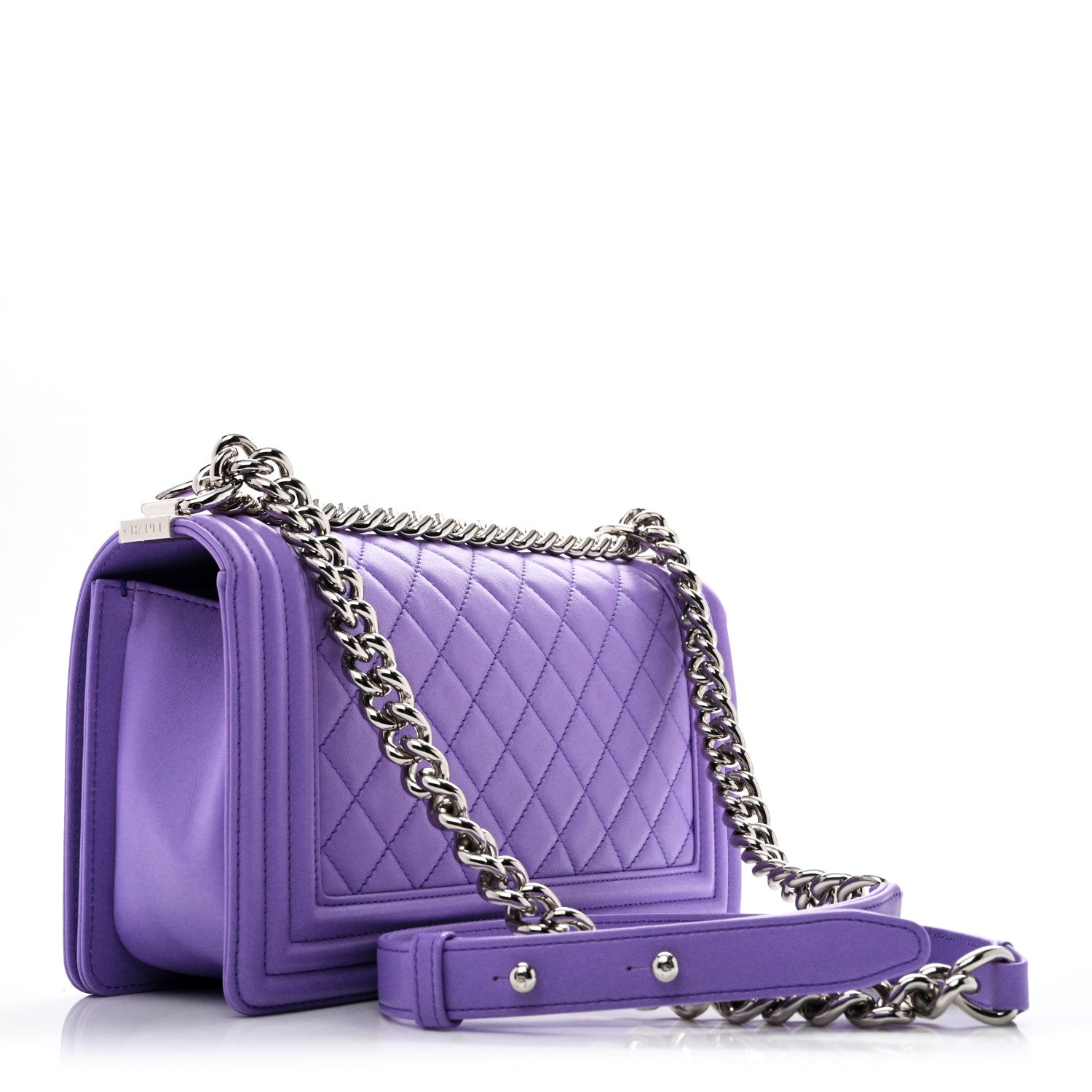 Calfskin Quilted Medium Boy Flap Purple