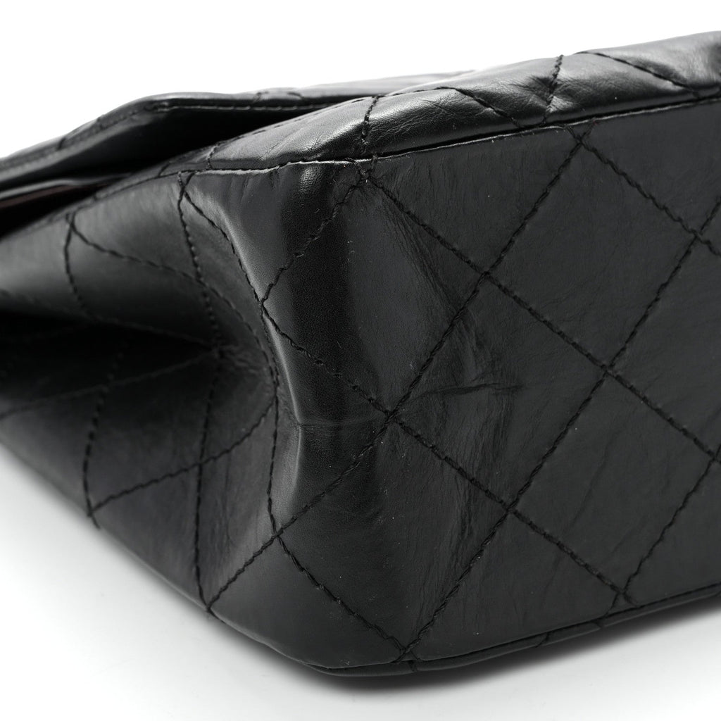 Aged Calfskin Quilted 2.55 Reissue 227 Flap Black