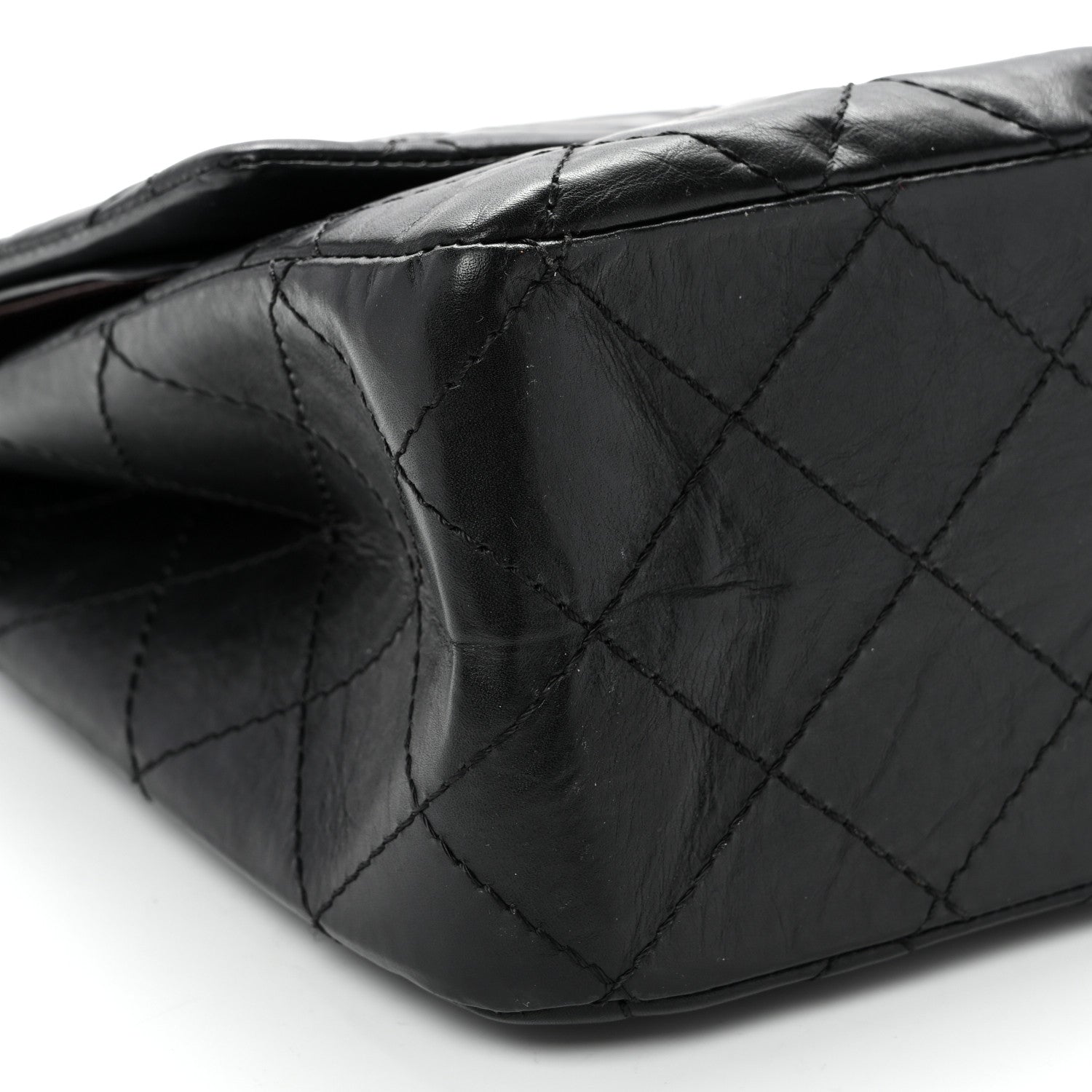 Aged Calfskin Quilted 2.55 Reissue 227 Flap Black