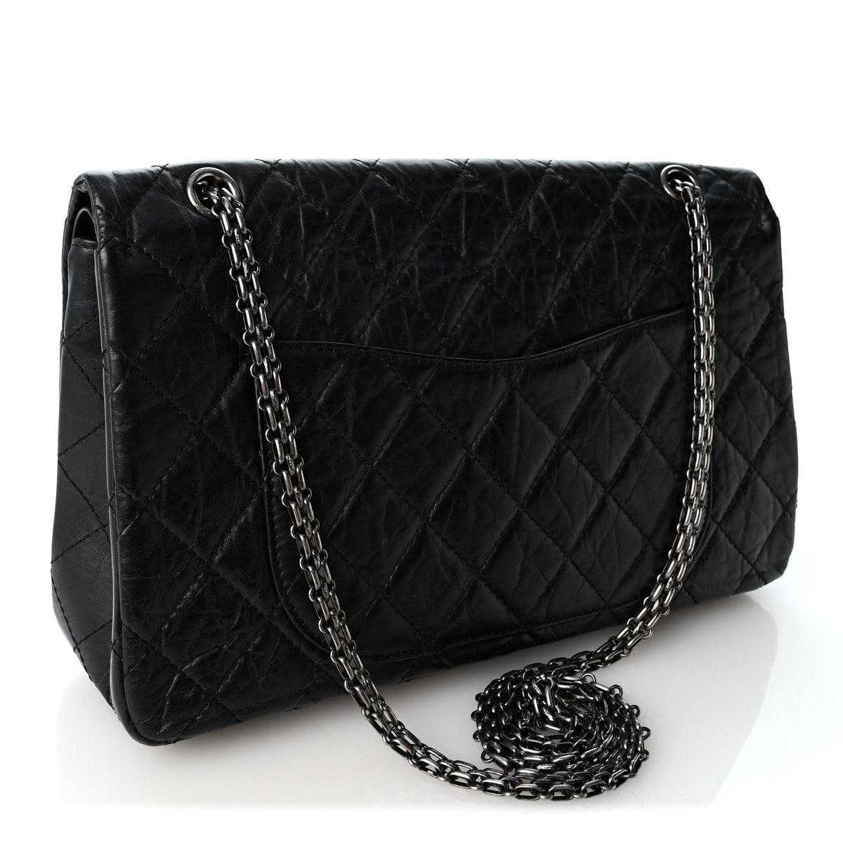 Aged Calfskin Quilted 2.55 Reissue 227 Flap Black