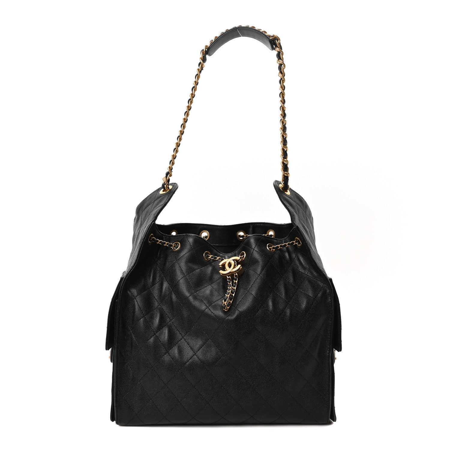 Caviar Quilted Medium Chanel 25 Handbag Black
