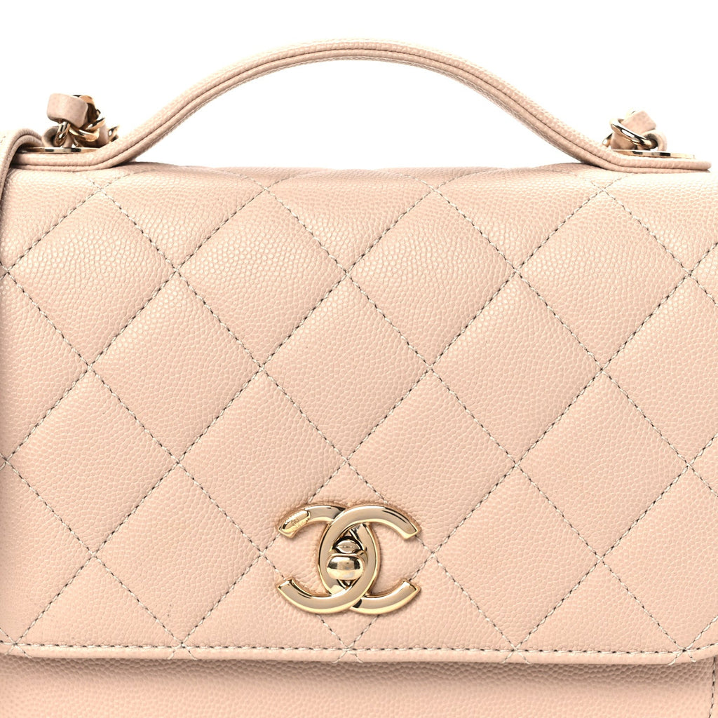 Caviar Quilted Medium Business Affinity Flap Beige