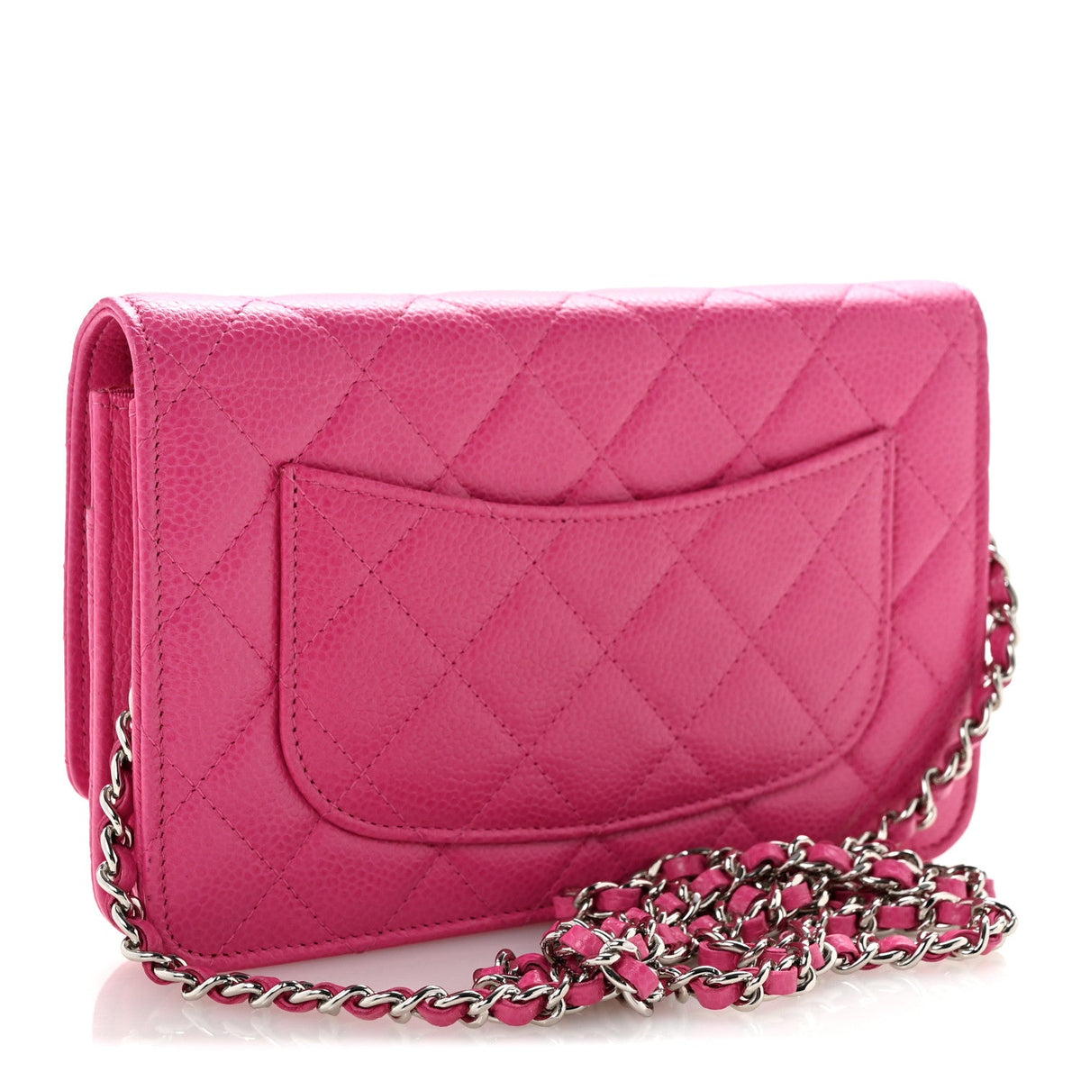Caviar Enamel Quilted Wallet On Chain WOC Pink