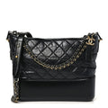 Aged Calfskin Quilted Medium Gabrielle Hobo Black