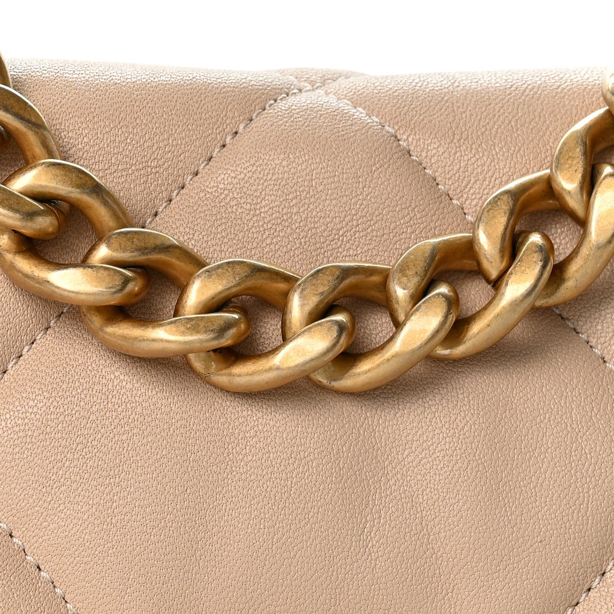 Goatskin Quilted Medium Chanel 19 Flap Light Beige