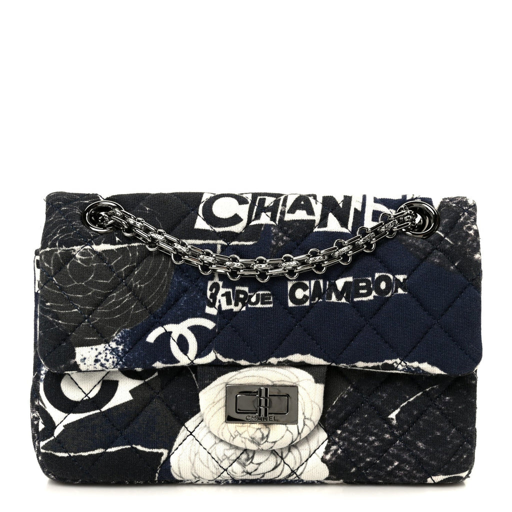 Jersey Quilted Camellia 2.55 Reissue Mini Flap Black White
