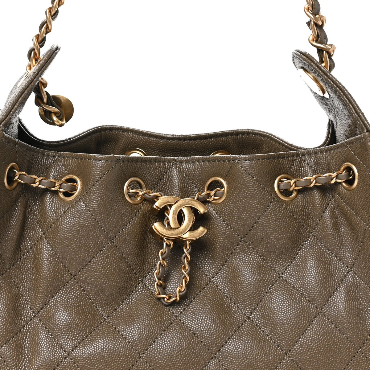 Caviar Quilted Mini Chanel 25 Handbag Dark Khaki