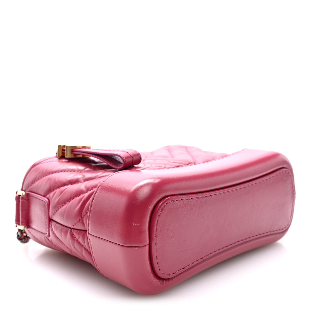 Aged Calfskin Chevron Quilted Small Gabrielle Hobo Dark Pink