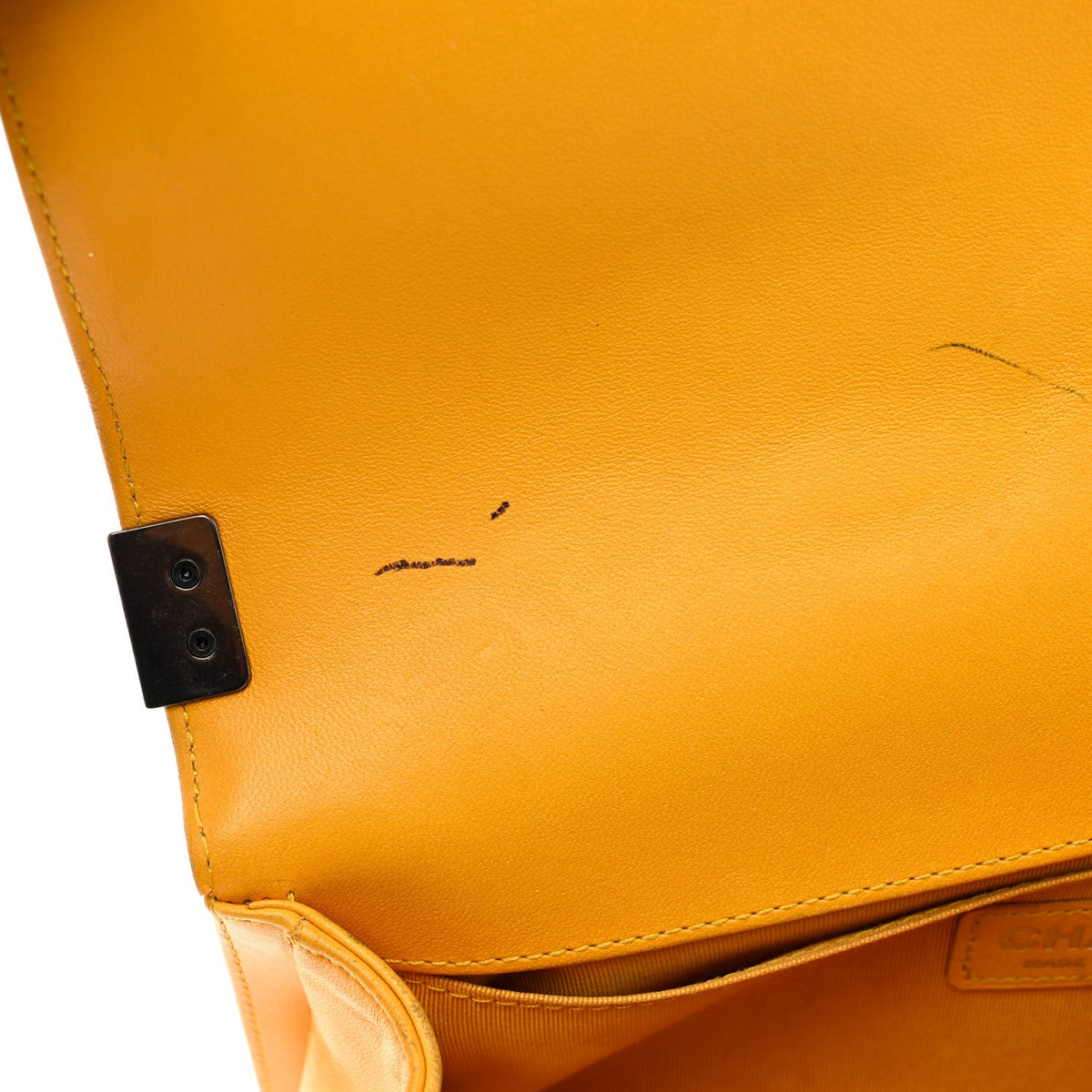 Lambskin Quilted Medium Boy Flap Yellow
