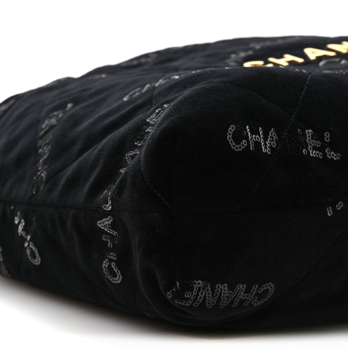 Velvet Sequin Quilted Chanel 22 Black