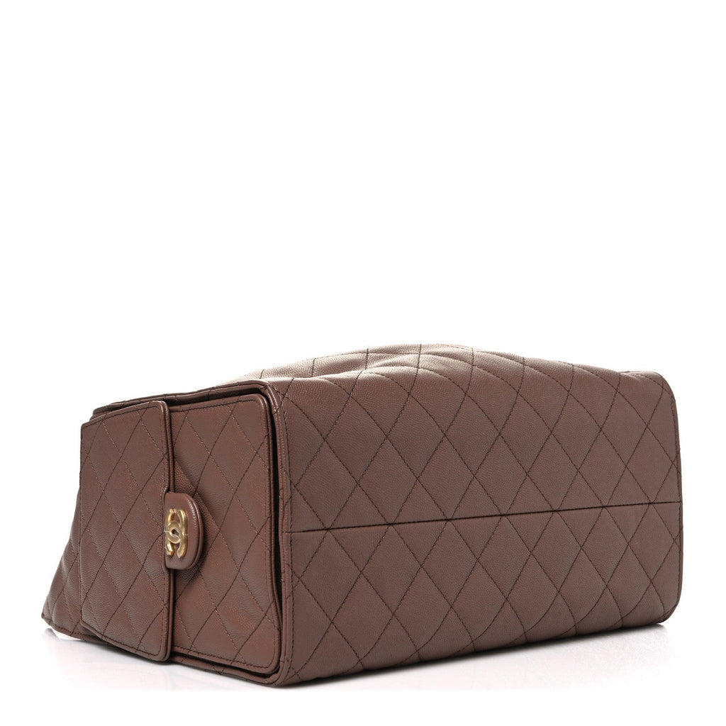 Caviar Quilted Medium Chanel 25 Handbag Brown
