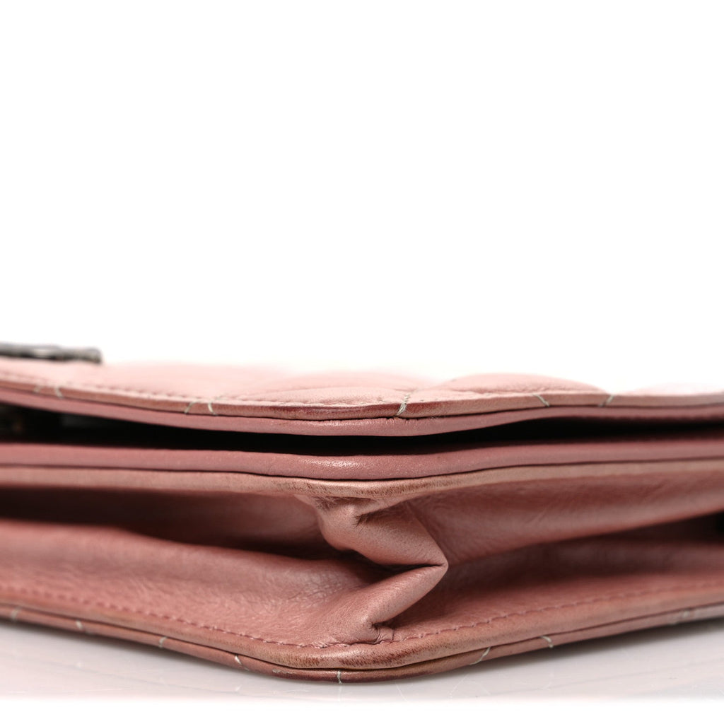 Ombre Patent Calfskin Quilted Wallet on Chain WOC Pink White