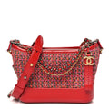 Tweed Calfskin Small Gabrielle Hobo Red Multicolor