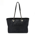 Mixed Fibers Calfskin Small Deauville Tote Black