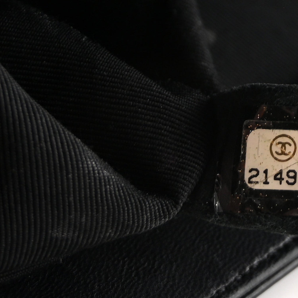 Glazed Calfskin Medium Boy Flap Black