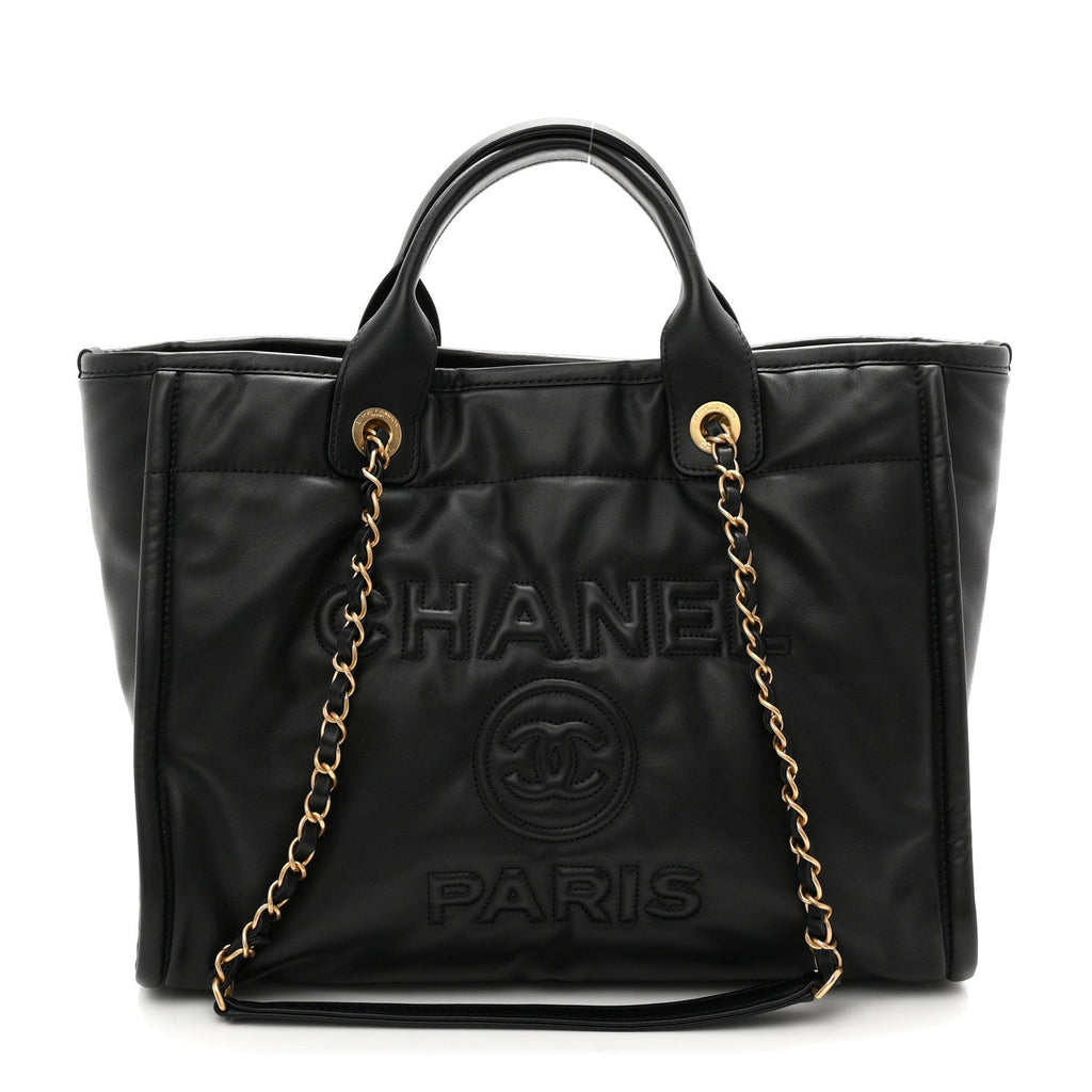 Calfskin Small Deauville Tote Black