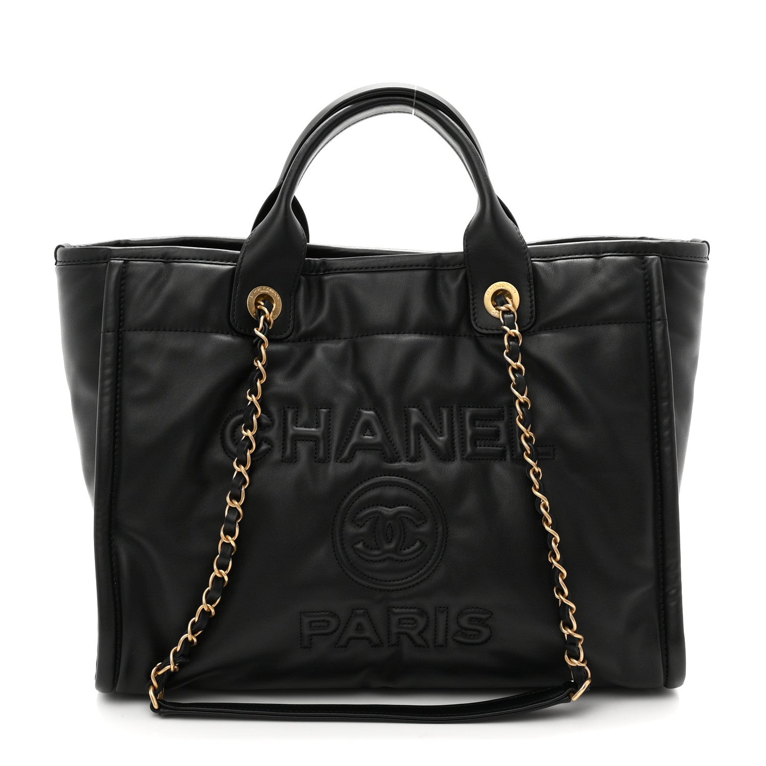 Calfskin Small Deauville Tote Black