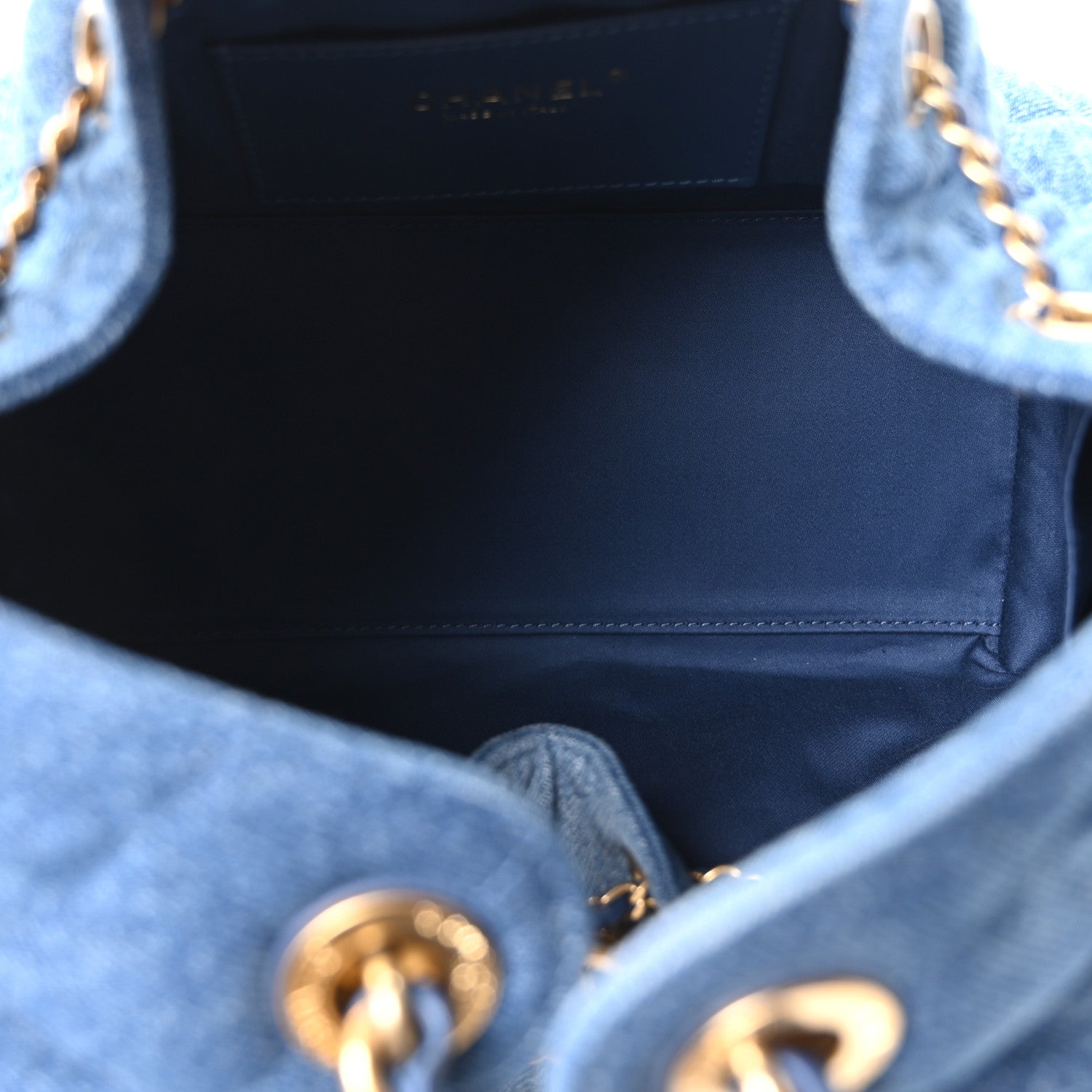 Washed Denim Quilted Small Chanel 25 Handbag Blue