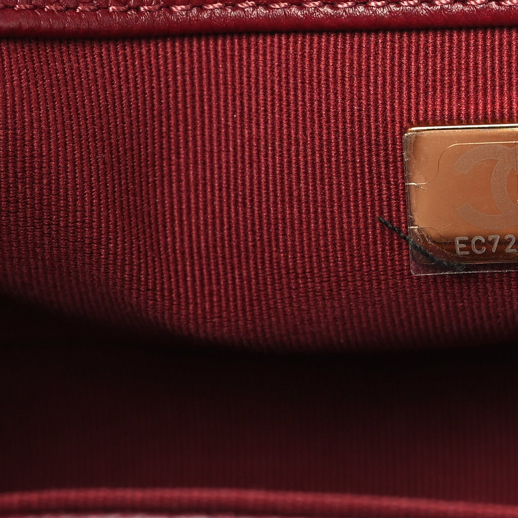 Caviar Quilted Small Boy Flap Burgundy