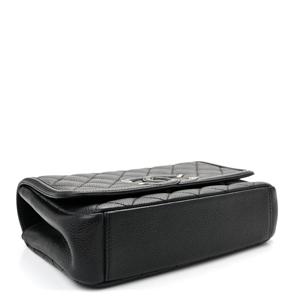 Caviar Quilted Small CC Filigree Flap Black