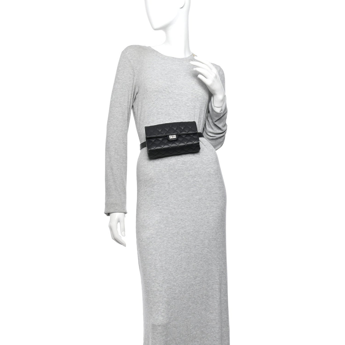 Grained Calfskin Quilted 2.55 Reissue Flap Belt Bag Clutch Black