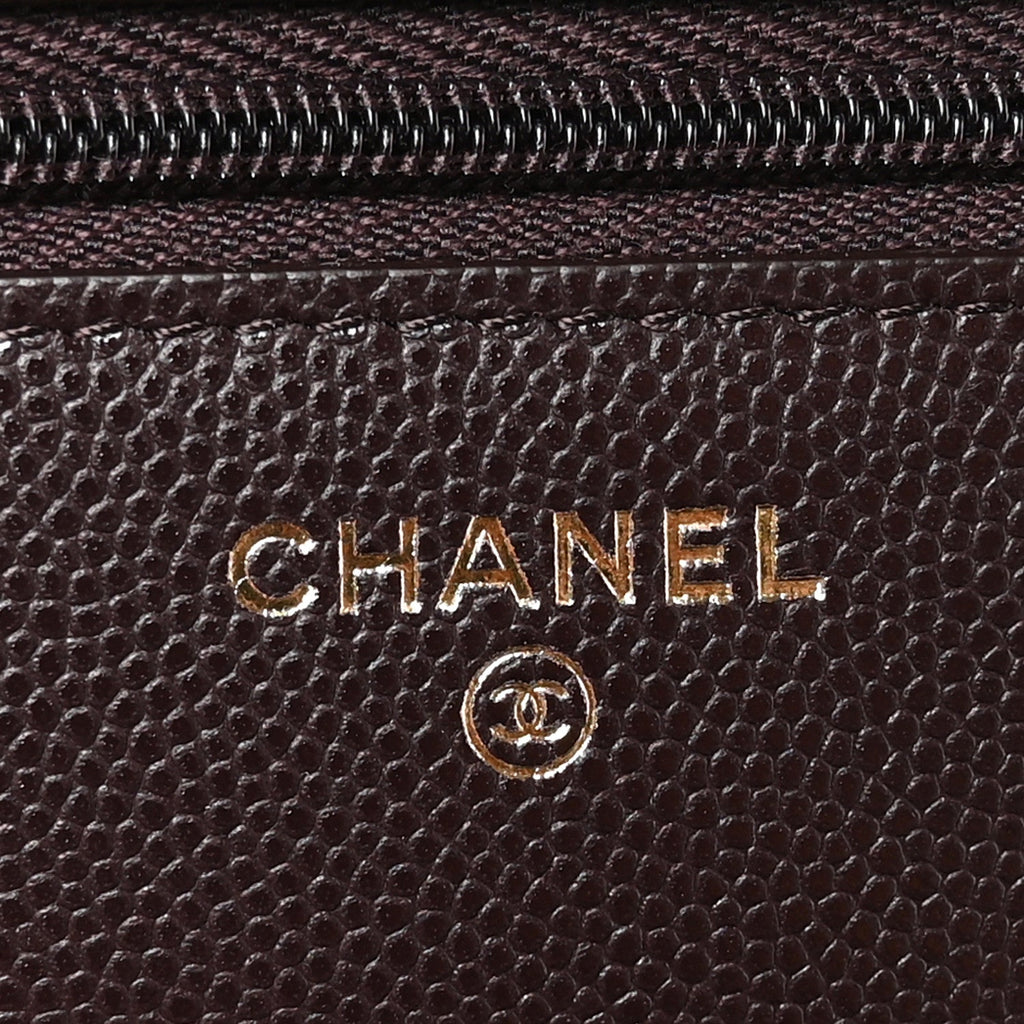 Caviar Quilted Wallet on Chain WOC Dark Brown