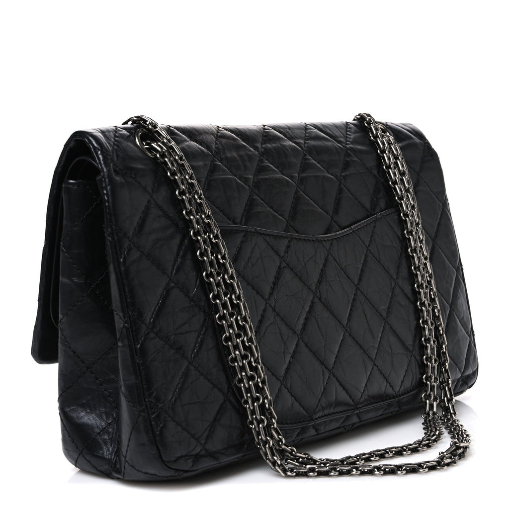 Aged Calfskin Quilted 2.55 Reissue 226 Flap Black