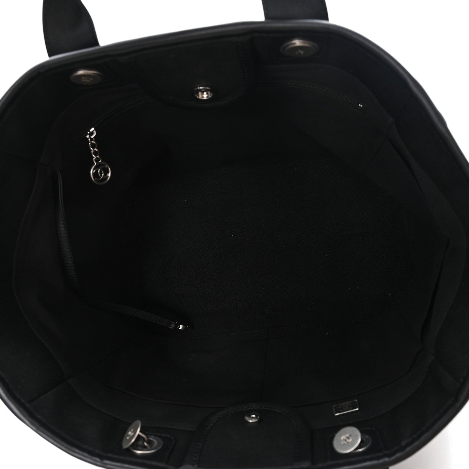 Canvas Calfskin Striped Medium Deauville Tote Black White