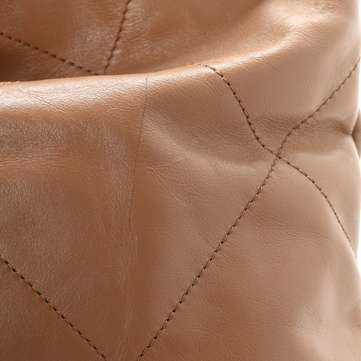 Shiny Calfskin Quilted Small Chanel 22 Beige