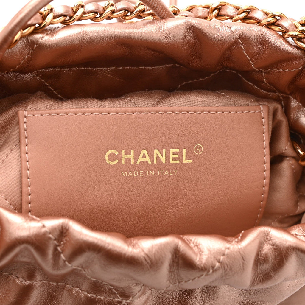Metallic Calfskin Quilted Mini Chanel 22 Copper