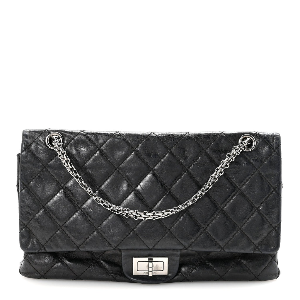 Aged Calfskin Quilted 2.55 Reissue 227 Flap Black