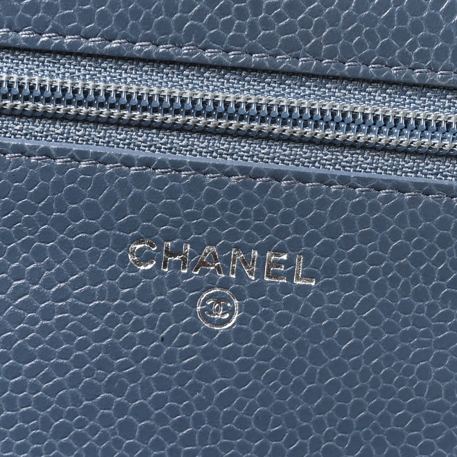 Caviar Quilted Wallet on Chain WOC Blue
