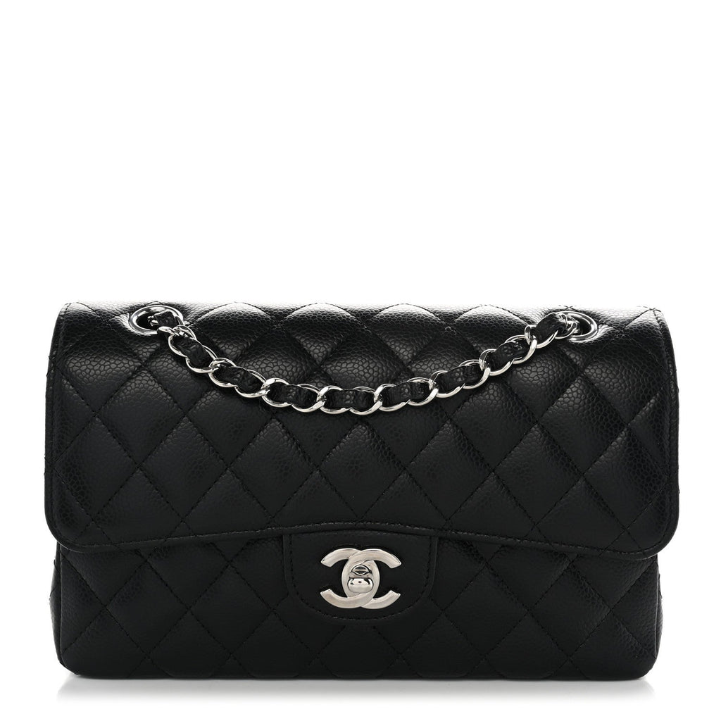 Caviar Quilted Small Double Flap Black