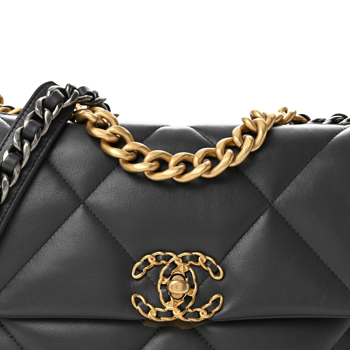 Lambskin Quilted Medium Chanel 19 Flap Dark Grey