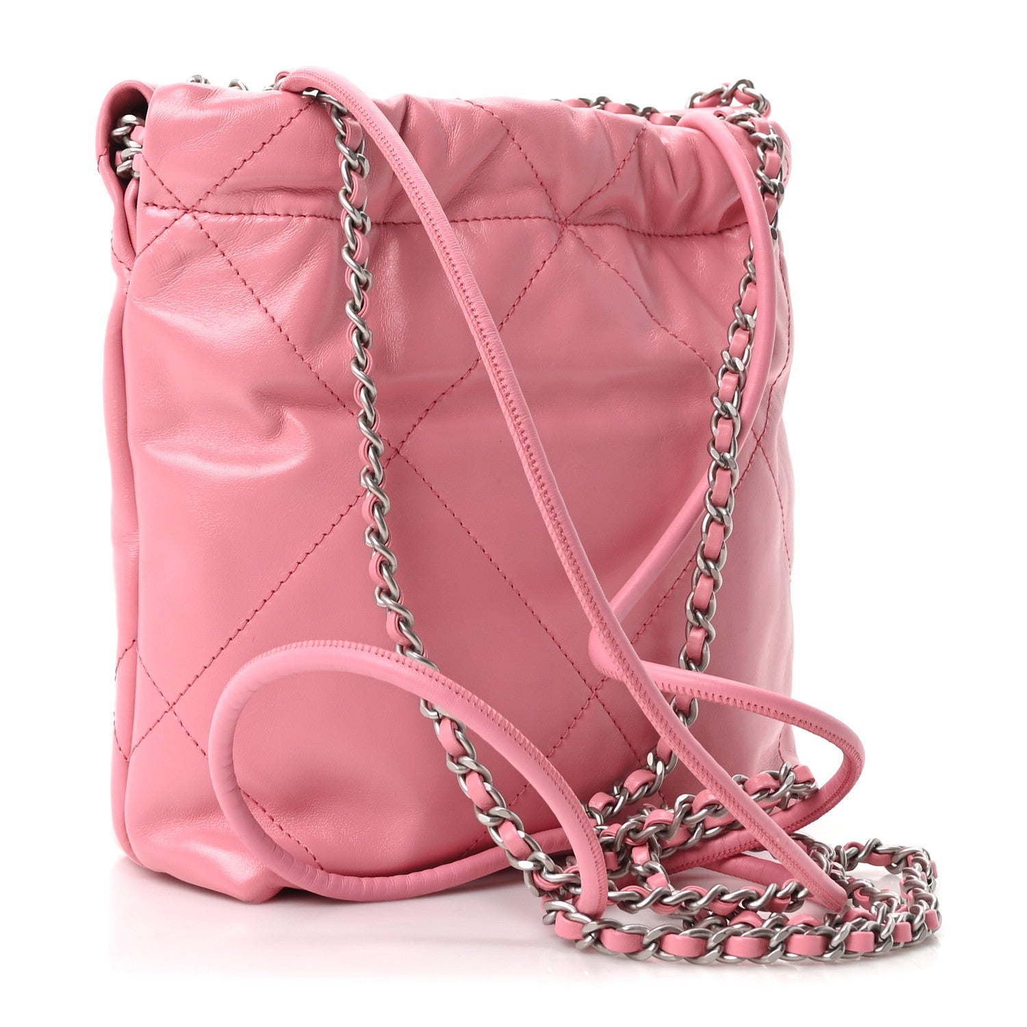 Shiny Calfskin Quilted Mini Chanel 22 Pink